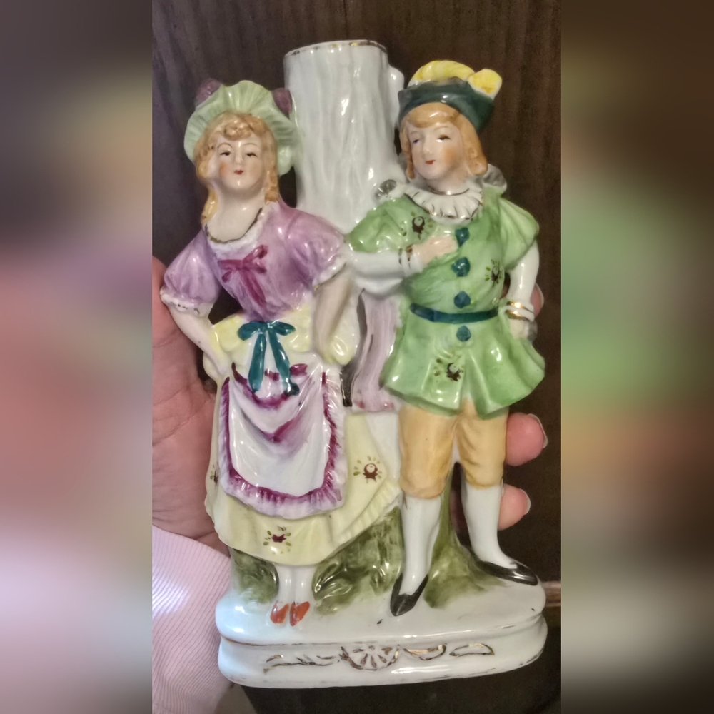 Made In Japan Vintage Hand-painted Porcelain Boudoir Lamp Component/ Figurine